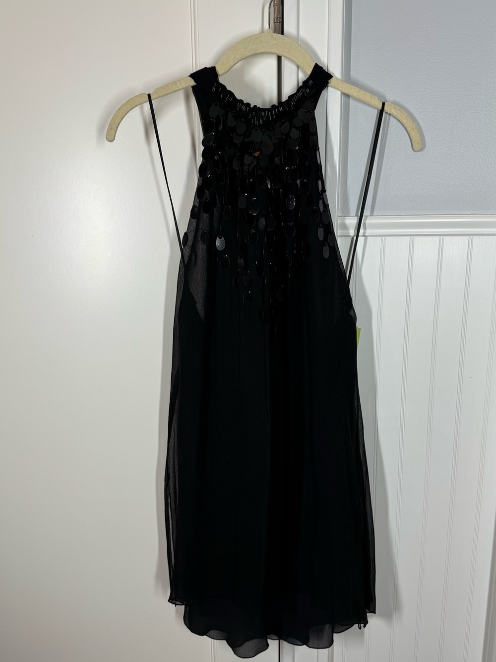 CITRINE Neiman Marcus 100% Silk Sequined Halter Top Whimsigoth Dark Fairy REN